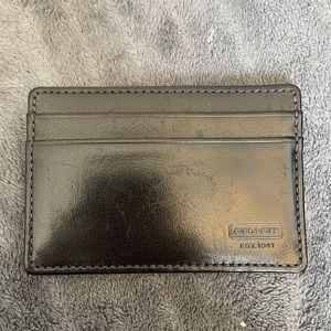 Coach Black Leather Card Case Money Clip
